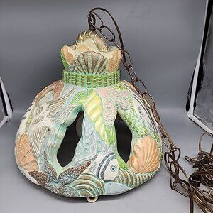 Vintage 70s Continental Studios Pottery Lighting By Carouke Ocean Fish